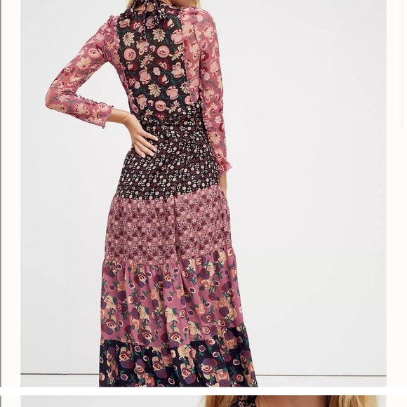 $938 free people anna sui silk butterfly meadows apron maxi dress like new - Picture 4 of 8